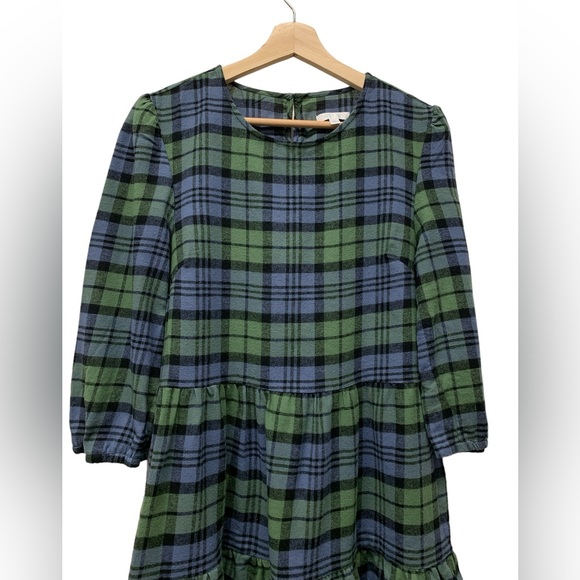 New! Abound flannel tiered plaid 3/4 sleeve dress, cotton, women's small - Picture 4 of 9